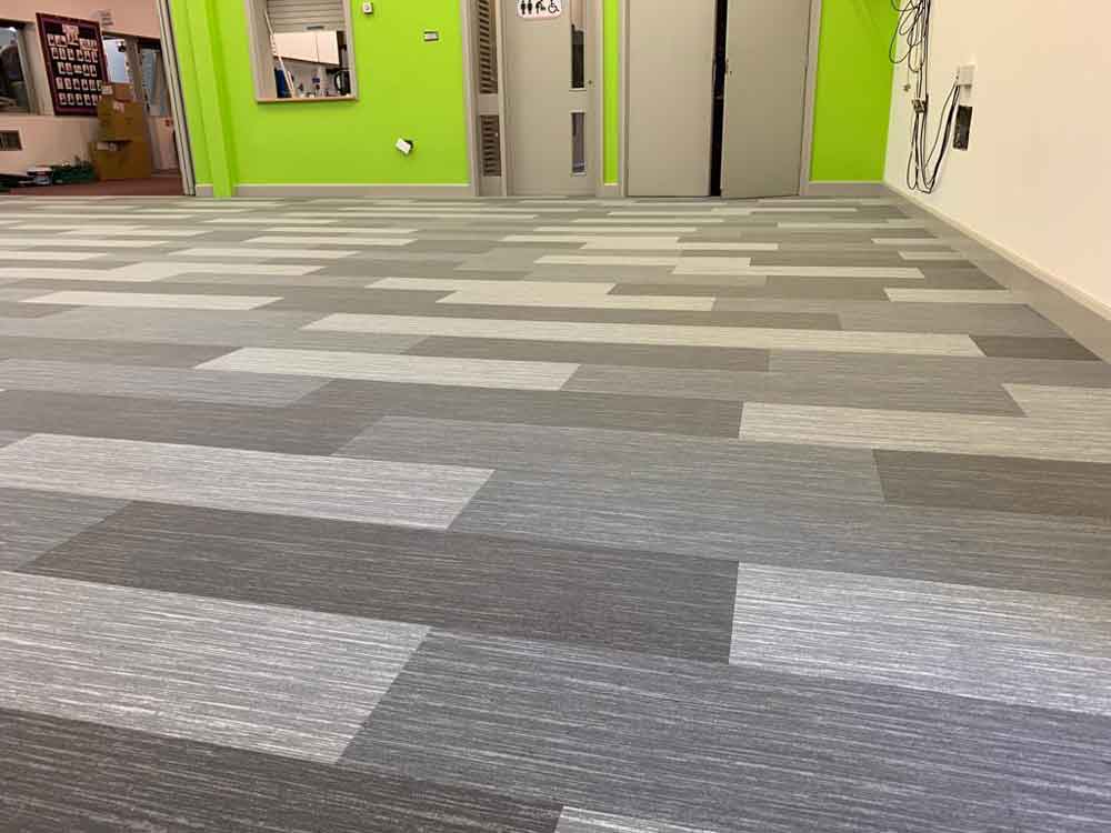 Forbo Flotex Savannah Carpet Tile Plank in colours charcoal, cement & pearl 