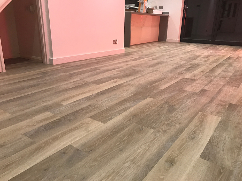 Completed installation of Karndean luxury tile flooring for home in Bagshot Surrey