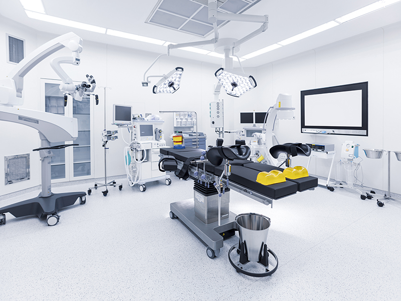 Hospital operating theatre with conductive safety flooring
