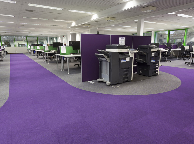 Heckmondwike purple and grey corporate office flooring