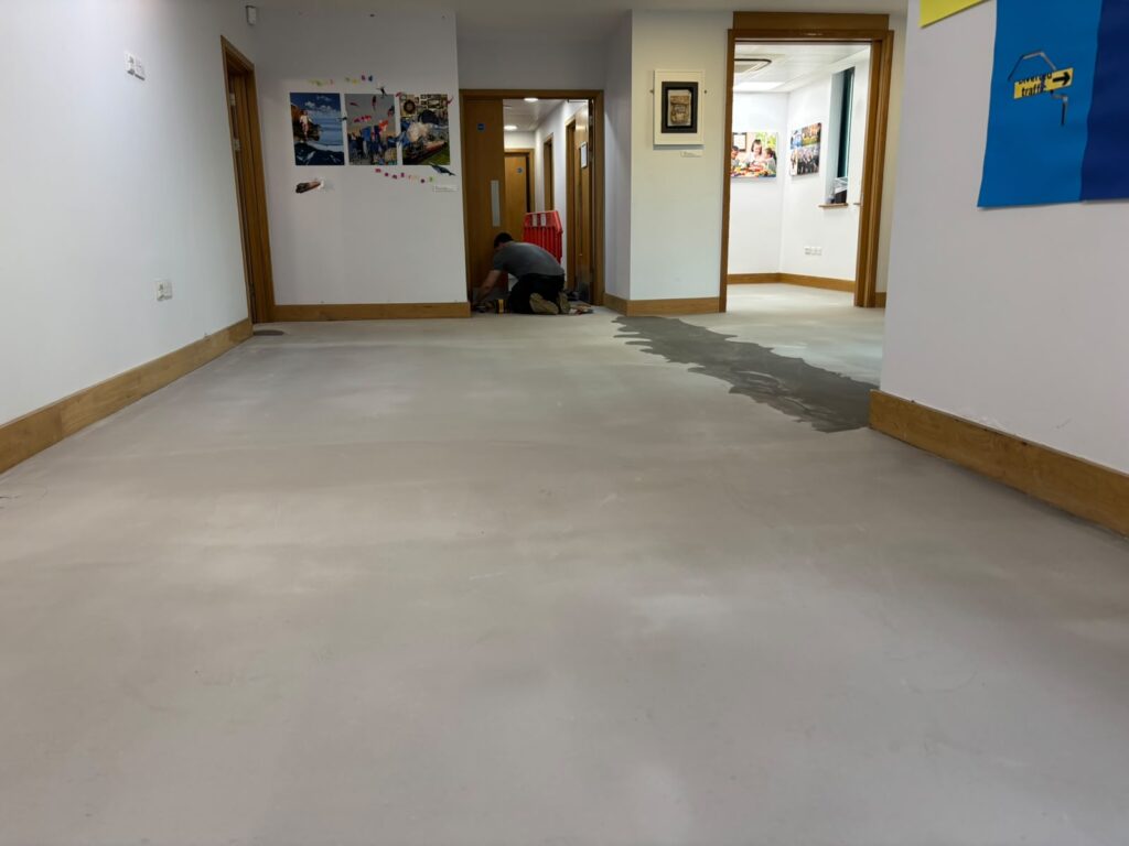 Finished sub-floor preparation in school reception in Reading, Berkshire