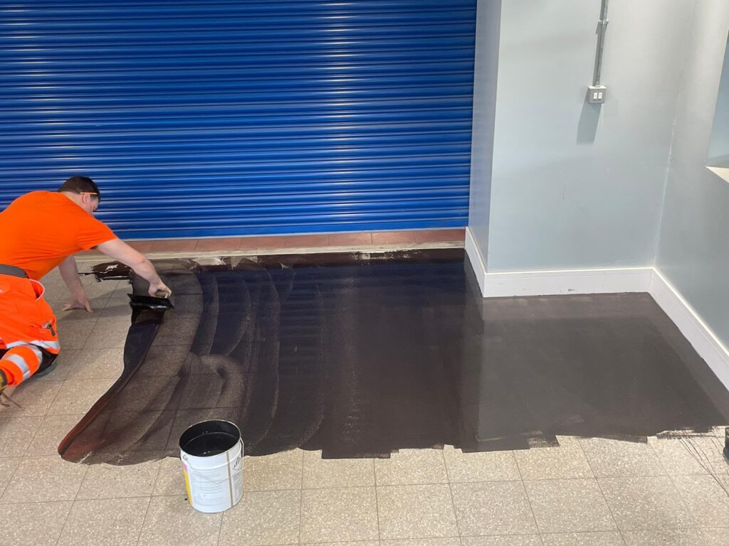 Damp proof membrane application at Southampton Central train station