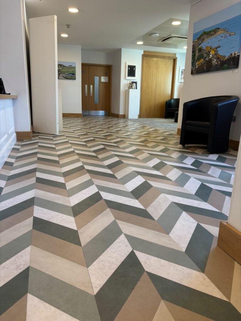 Beautiful herringbone pattern flooring in Abbey School reception in Reading